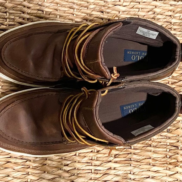 Polo Ralph Lauren Tomas Boots Shoes Mens 10.5D Quilted Leather Moc Toe Brown main image 6